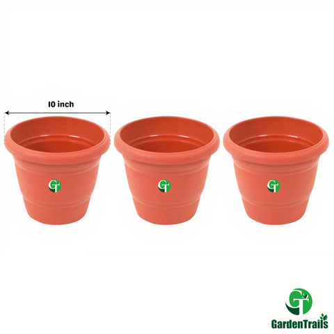GardenTrails Premium UV Treated Plastic Round Garden Pots - 10 Inches