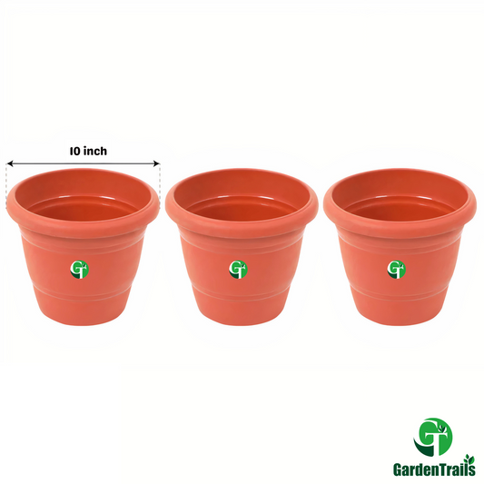 GardenTrails Premium UV Treated Plastic Round Garden Pots - 10 Inches