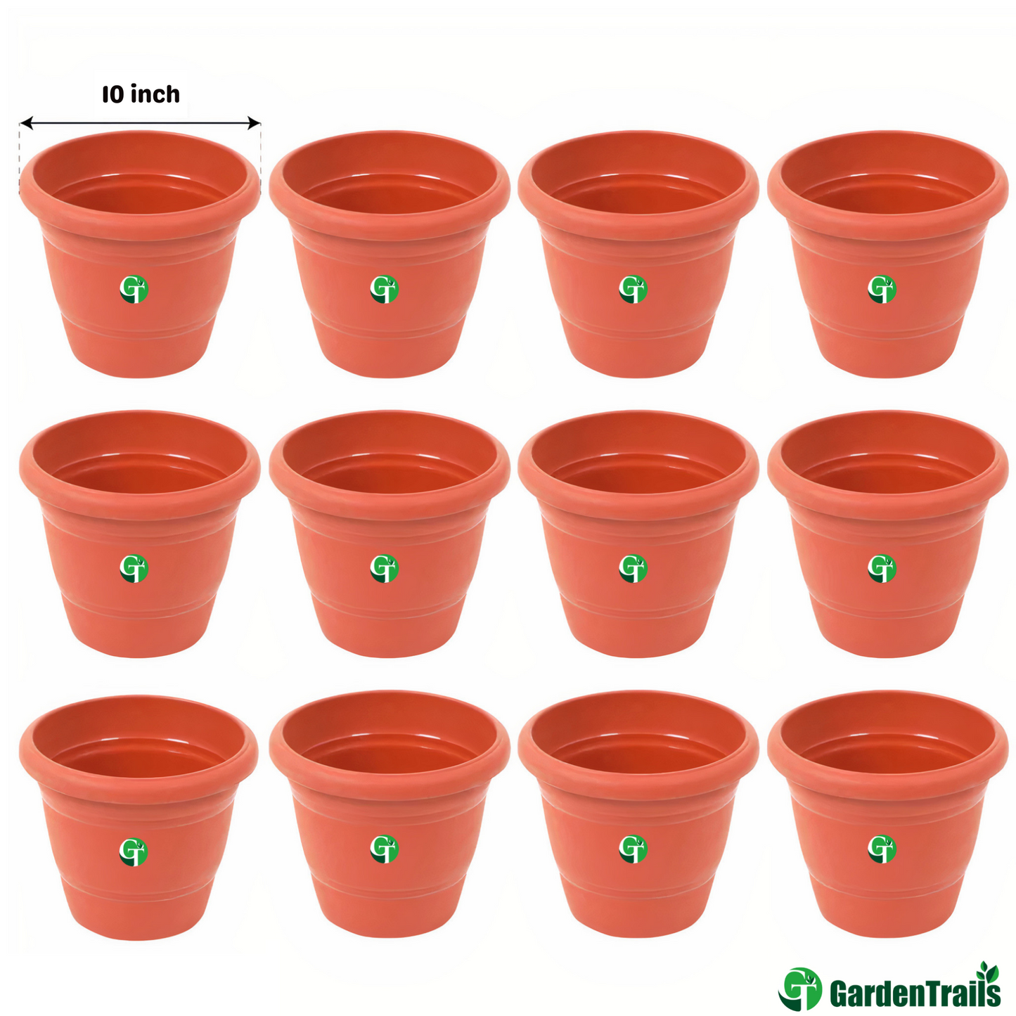 GardenTrails Premium UV Treated Plastic Round Garden Pots - 10 Inches