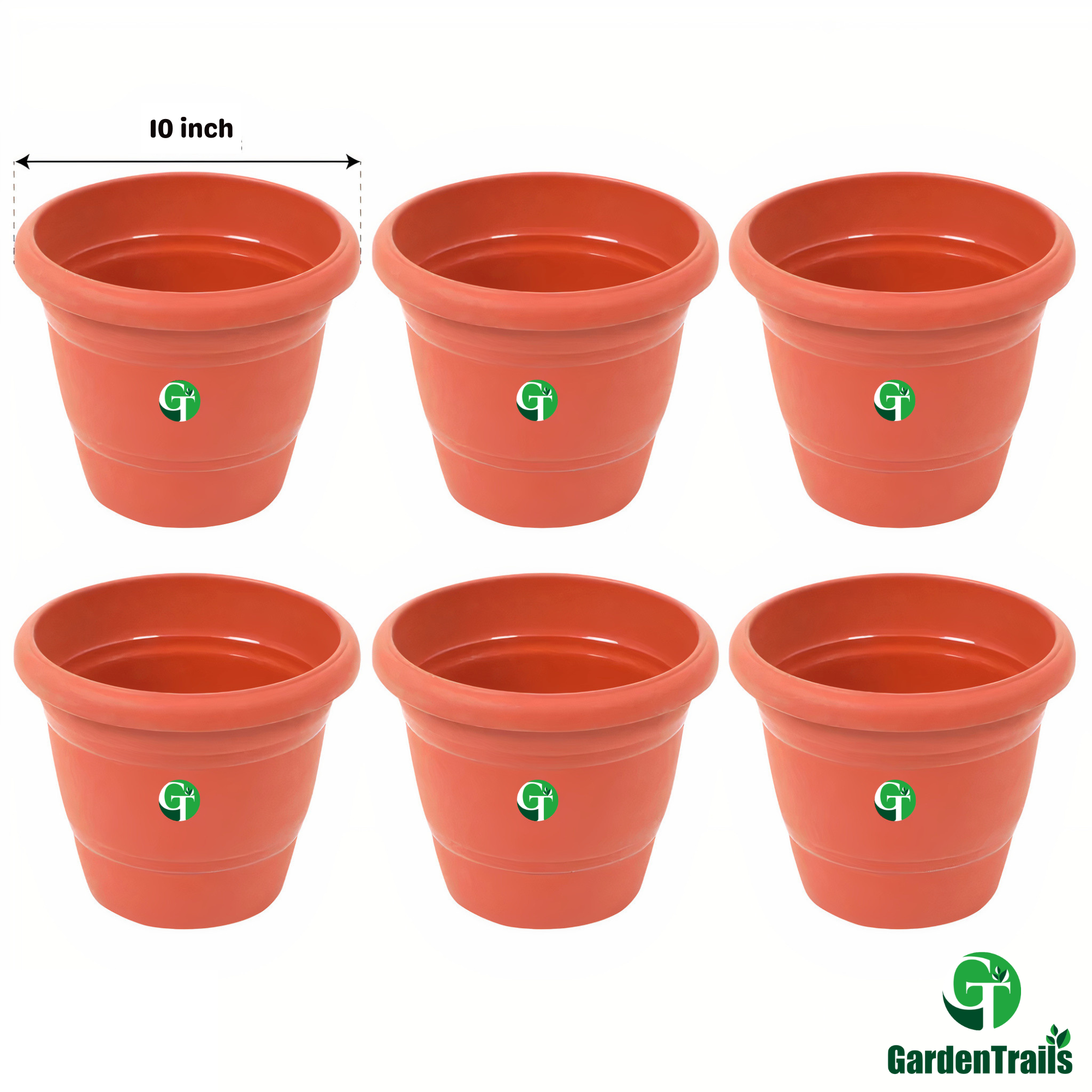 GardenTrails Premium UV Treated Plastic Round Garden Pots - 10 Inches