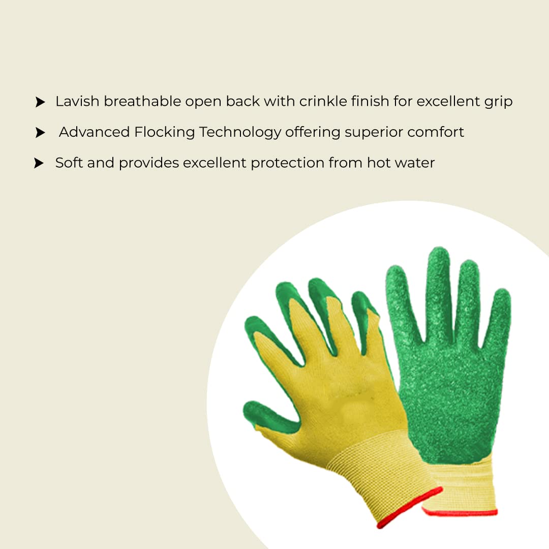 GardenTrails Reusable High Quality Garden Hand Gloves Pair - Green