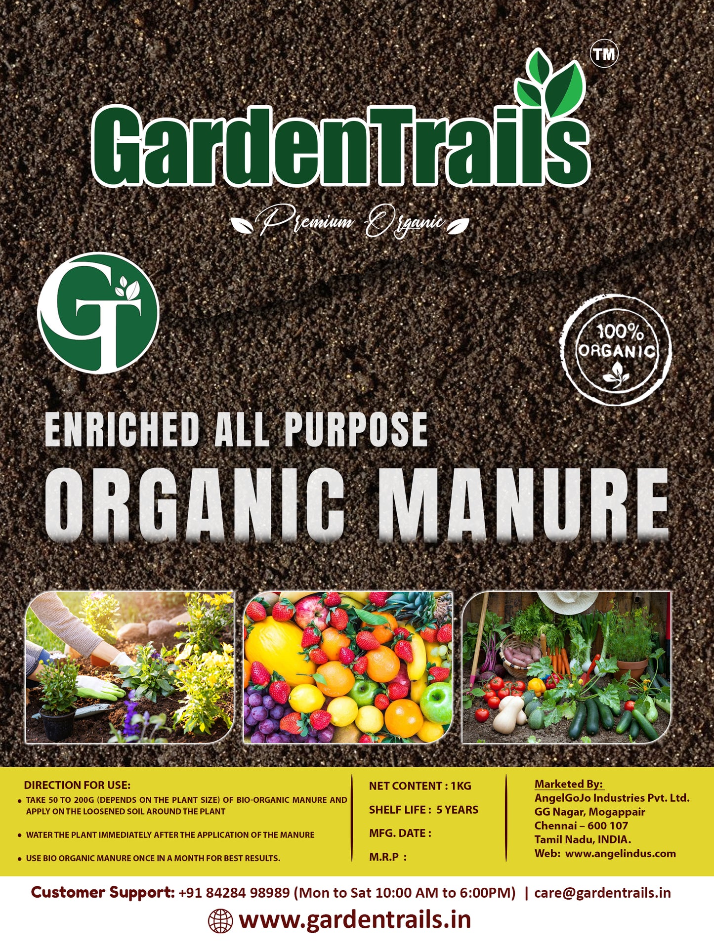 GardenTrails Enriched All Purpose Organic Manure - 1 Kg