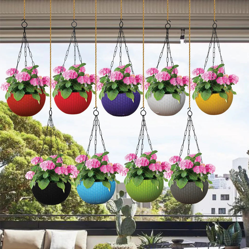 GardenTrails Hanging Basket Pot Mixed Colour - Set of 4