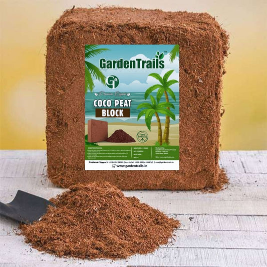 GardenTrails Coco Peat Block - 5 Kg | EXPANDS TO 75 LITRES of COCO PEAT POWDER
