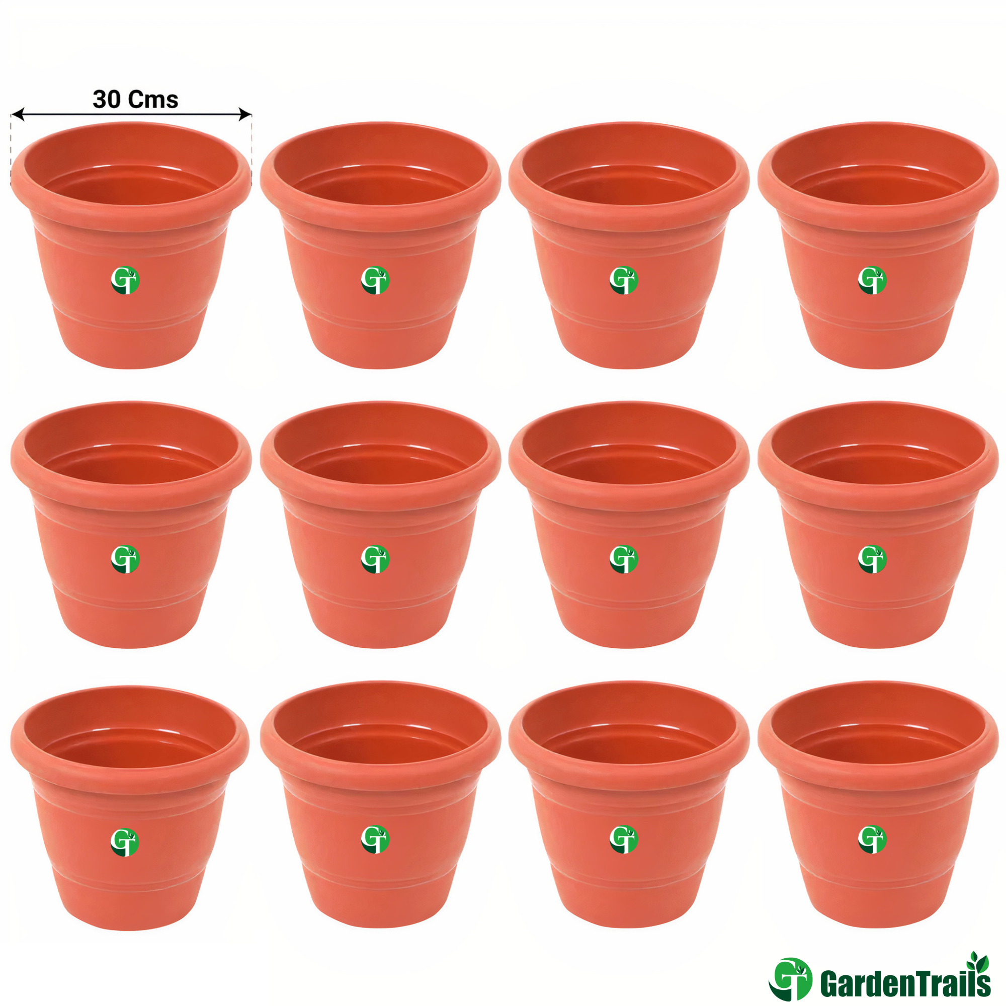 GardenTrails Premium UV Treated Plastic Round Garden Pots - 12 Inches