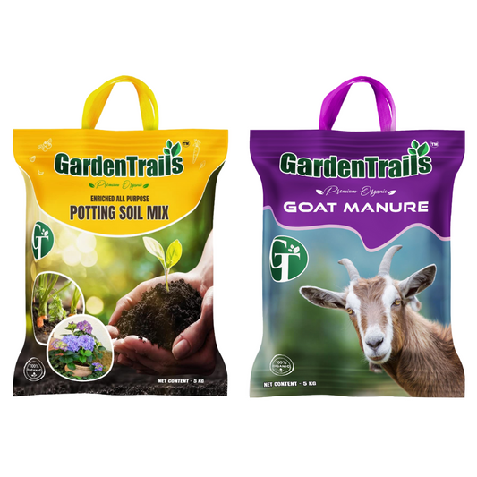 GardenTrails Enriched All Purpose Potting Soil - 5 Kg and Goat Manure - 5Kg