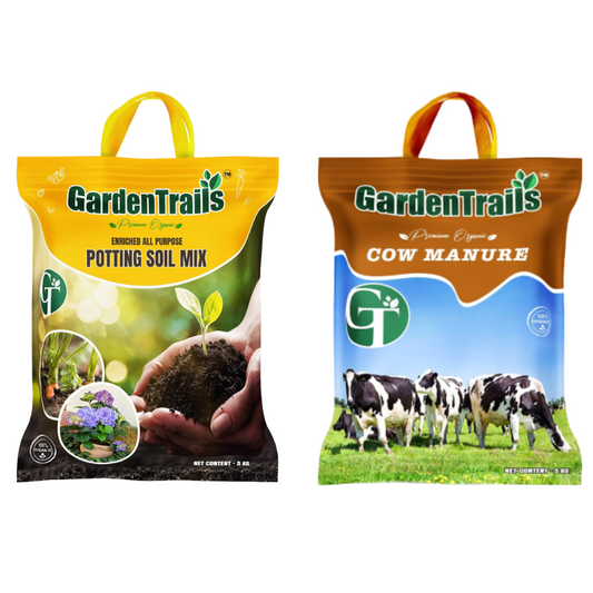 GardenTrails Enriched All Purpose Potting Soil Mix -5 Kg and Cow Manure - 5 Kg