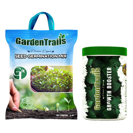 GardenTrails Seed Germination Mix -5 Kg and Plant Growth Booster (Seaweed Enriched) -1 Kg Jar