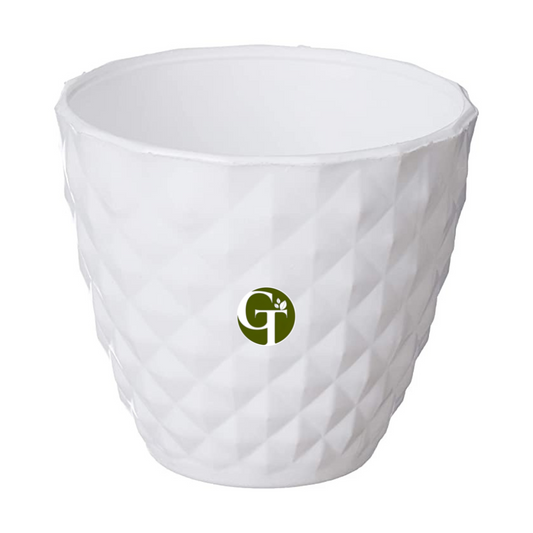GardenTrails Decorative Diamond Finish Pot 6 Inches - White